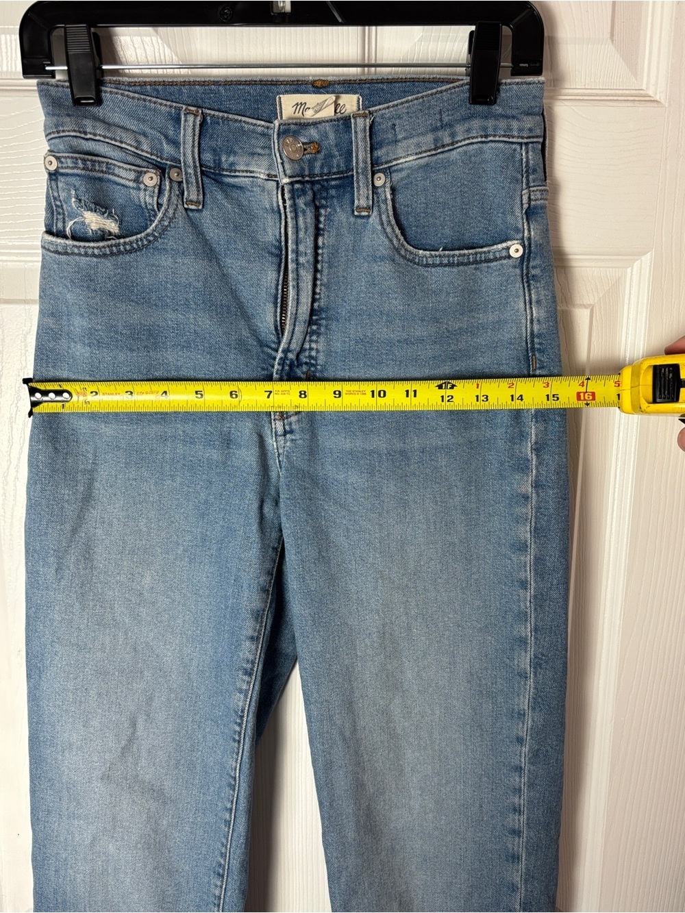 Madewell High Rise Skinny Jeans Medium Wash Distressed Woman's 25T - Picture 3 of 10